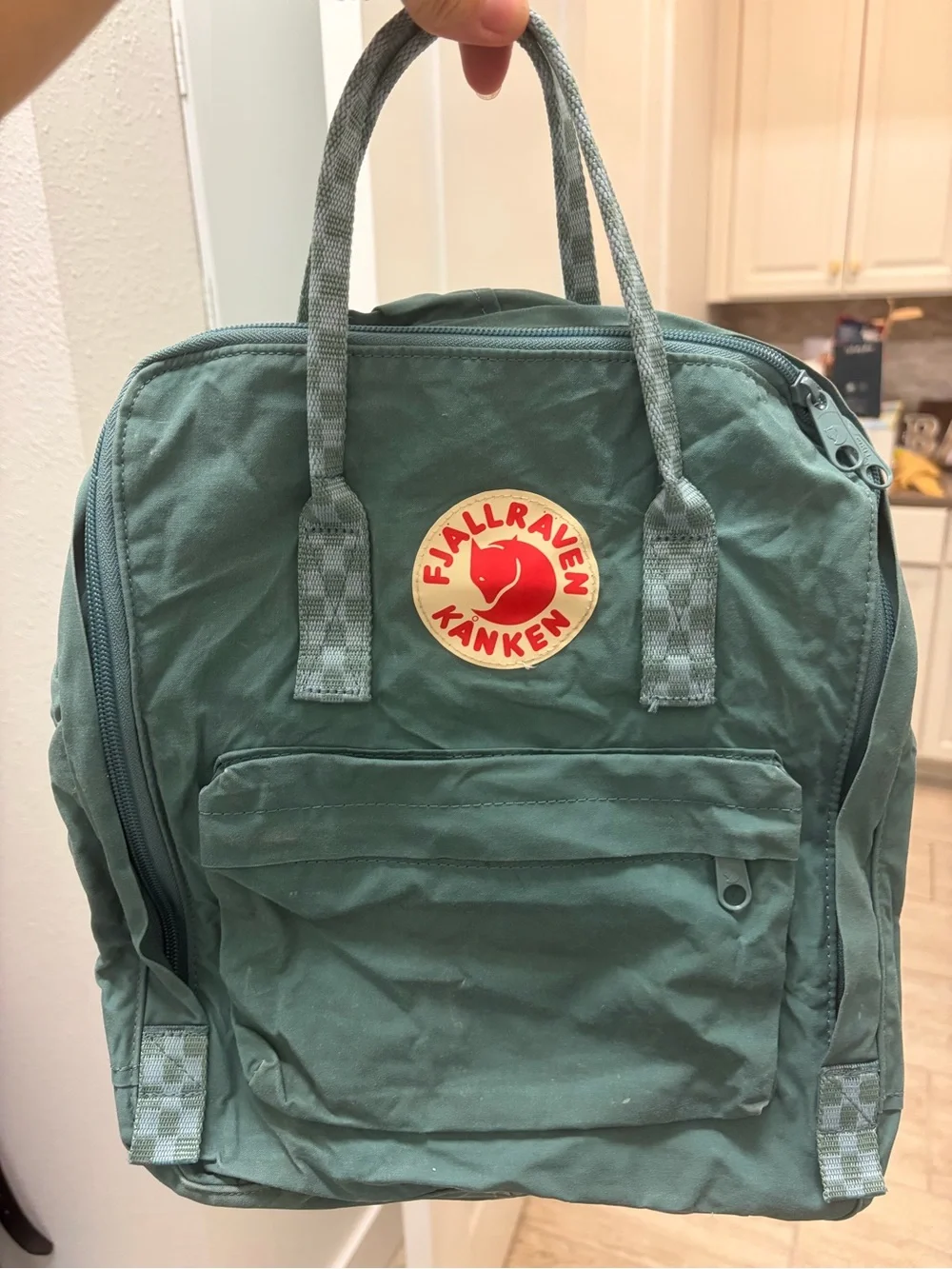 Fjallraven Kånken Backpack - Teal Green with Red Logo
